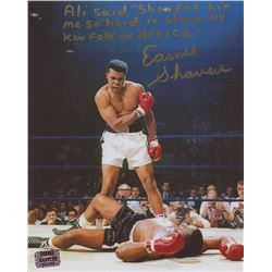 Earnie Shavers Signed 8x10 Photo of Muhammad Ali Over Sonny Liston with Extensive Inscription Refere