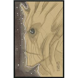Groot "Guardians of the Galaxy" 1/1 ORIGINAL 5.5" x 8.5" Color Drawing on Paper Signed by Tom Hodges