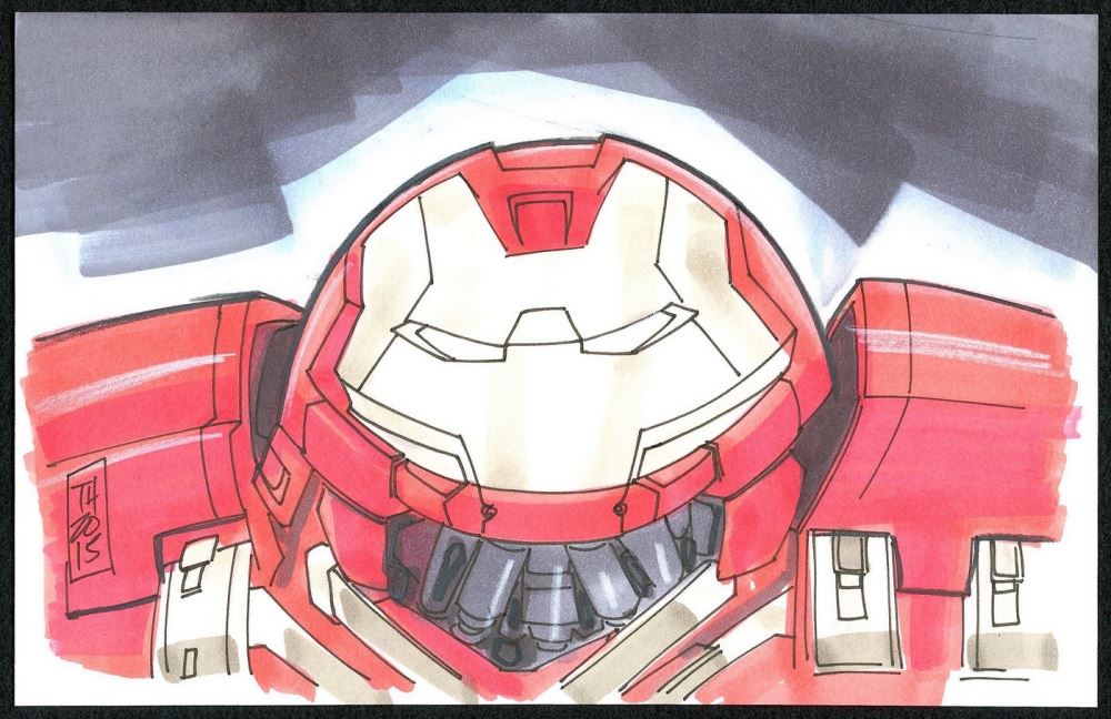 Hulkbuster Avengers Age Of Ultron 1 1 Original 5 5 X 8 5 Color Drawing On Paper Signed By Tom