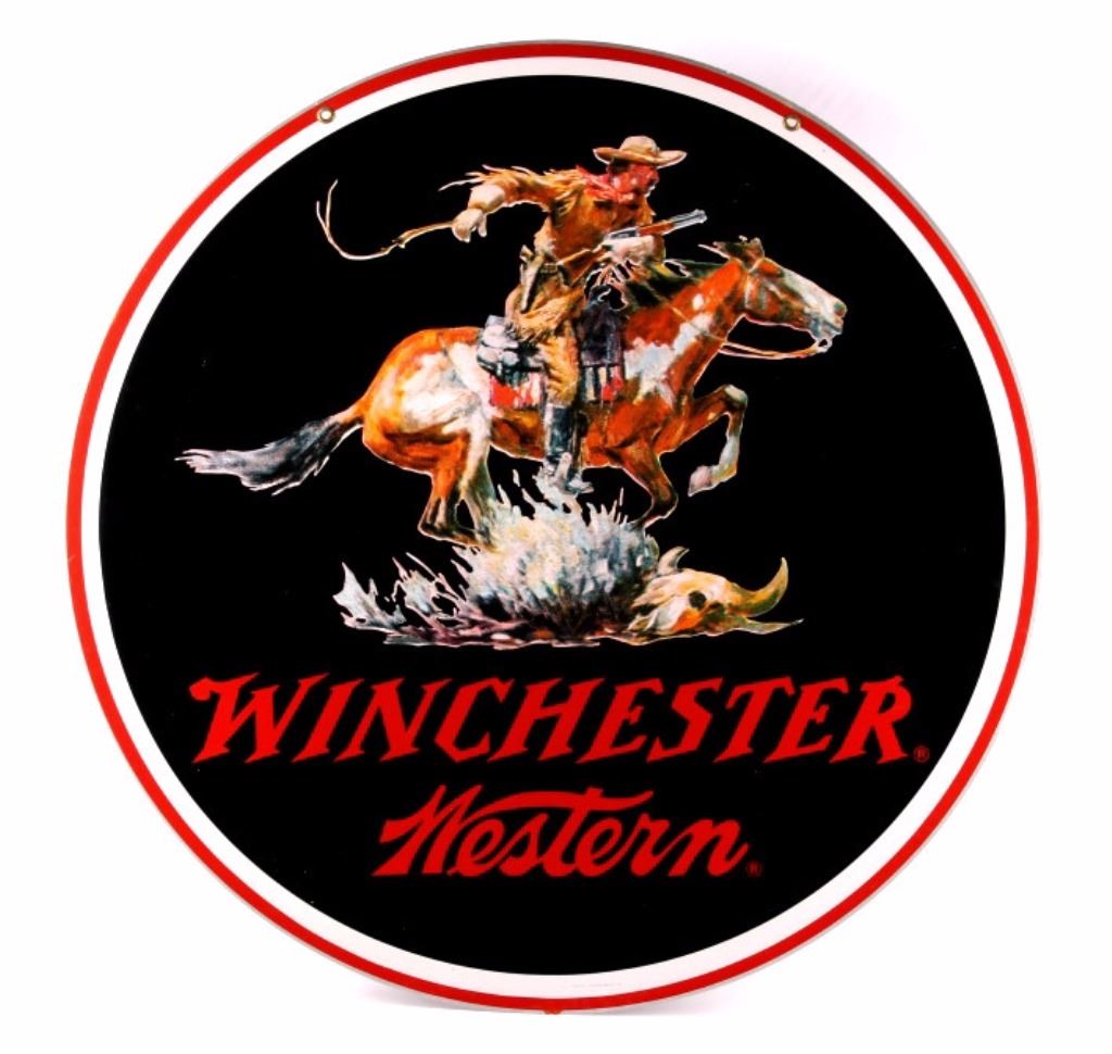 Winchester Western Large Round Sign c. 1950