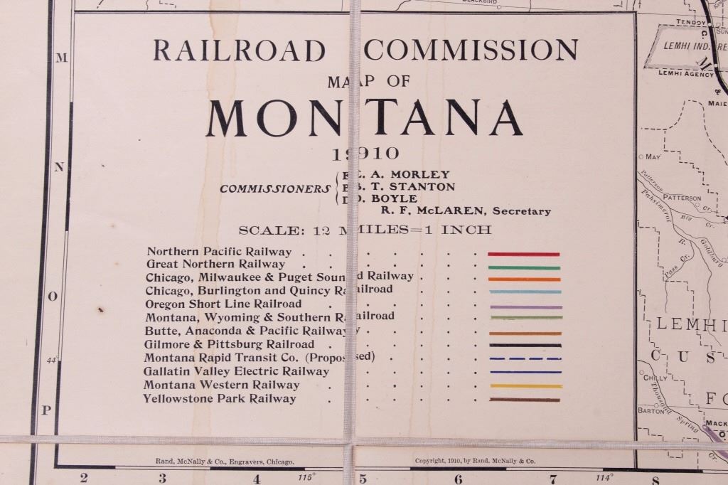 1910 Railroad Commission Map of Montana