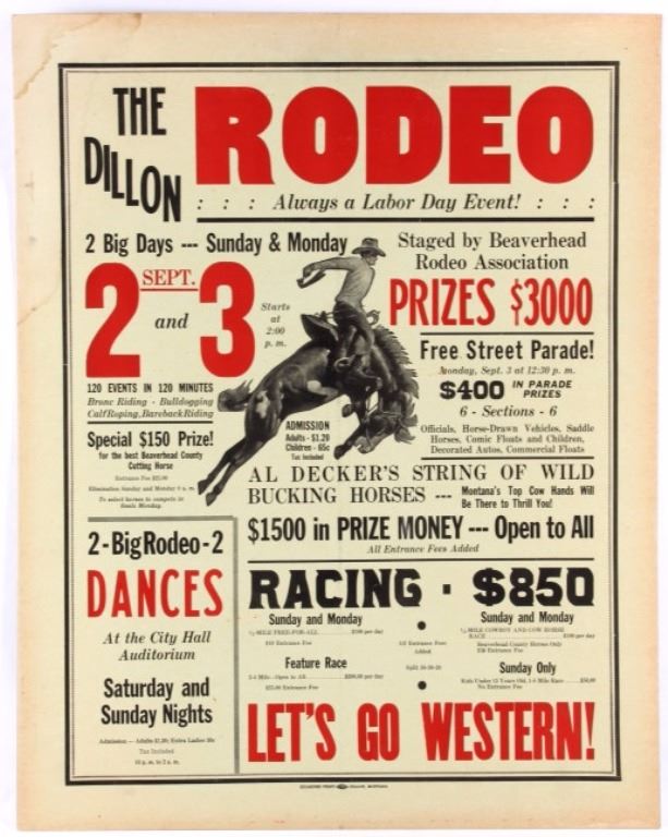 Dillon Montana Rodeo Poster circa 1952
