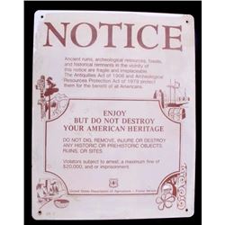US Forest Service American Heritage Warning Sign