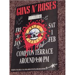 Guns N Roses 11x17 Concert Poster Signed by All 5