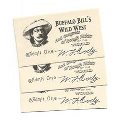 Lot of 3 Screen Used Buffalo Bill Tickets "Back to the Future 3"
