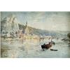 Image 1 : Howard Gull Stormont (1844-1923),, Dinant, La Meuse (?): a Continental river landscape with tow...