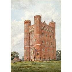 Richard Phene Spiers (1838-1916),, Tattershall Castle,, pencil and watercolour,, signed low...