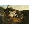 Image 1 : After George Townley Stubbs,, Mare and foal attacked by wolves,, oil on canvas,, 50.5 x 76....