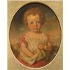 Image 1 : English School (19th century),, Portrait of a young child, half length, with a apple,, oil on...
