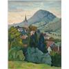 Image 1 : Edith Grant (20th century),, Landscape with church beyond,, oil on canvas,, signed lower le...