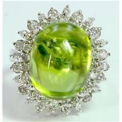PERIDOT 15.23CT / DIAMOND 0.90CT / 14k WHITE GOLD RING 5.68GRAM