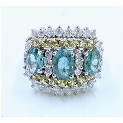 ALEXANDRITE 2.91CT, 14K W/G RING 7.28GRAM / DIAMOND 0.96CT