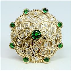 tsavorite 1.07 ct & Diamond 0.48 ct Ring 10.02  gr 14K Yellow   Gold