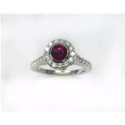 RUBY RD 0.98CT,  14K W/G RING 5.15GRAM / DIAMOND RD 1.11CT