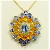 Image 1 : BLUE SAPPHIRE CENTER 2.09CT / BLUE SAPPHIRE SIDE 8.71CT / YELLOW SAPPHIRE 7.34CT / 14K YELLOW GOLD 9