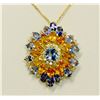 Image 2 : BLUE SAPPHIRE CENTER 2.09CT / BLUE SAPPHIRE SIDE 8.71CT / YELLOW SAPPHIRE 7.34CT / 14K YELLOW GOLD 9