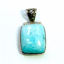 Sterling Silver .925 Turquoise Pendant 9.99g 18x25mm