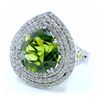 Image 2 : GIA Certified Natural PERIDOT 12.47CT, 18KW/Y/G10.55GRAM / DIAMOND 2.83CT