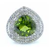 Image 4 : GIA Certified Natural PERIDOT 12.47CT, 18KW/Y/G10.55GRAM / DIAMOND 2.83CT