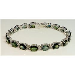 COLOR CHANGE SAPPHIRE 28.63CT / DIAMOND 0.28CT / 14K W/G BRACELET 60.34GRAM