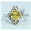 Image 1 : 14K WHITE GOLD RING 4 GRAM  DIAMOND 0.18CT YELLOW SAPPHIRE 1.76CT