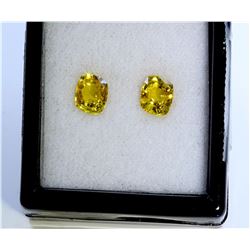 2 ct & up Yellow Sapphire Cushion Cut ctw 2Pcs