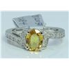 Image 1 : 14K WHITE GOLD RING 4.44 GRAM  DIAMOND 0.15CT YELLOW SAPPHIRE 1.79CT