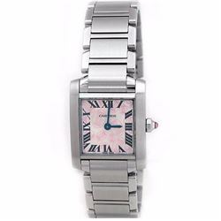 Lady Cartier Stainless Steel Tank Francaise Watch. Silver 'Double C" Dial. Stainless Steel Band. Sty