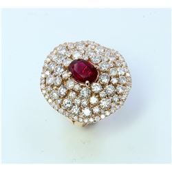 GIA RUBY 2.15CT,   18K R/G RING 14.57GRAM / DIAMOND 2.76CT