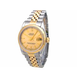 31mm Rolex 18k Gold & Stainless Steel Oyster Perpetual Datejust Watch. Champagne Dial. 18k Yellow Go