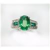 Image 1 : 14K W/G RING 4.33GRAM / DIAMOND RD 0.25CT / TSAVORITE 2.97CT