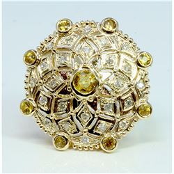 Yellow Sapphire 1.37 ct & Diamond 0.46 ct Ring 9.81 gr 14K Yellow Gold