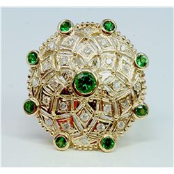 Tsavorite 1.03 ct & Diamond 0.49 ct Ring 9.97 gr 14K Yellow   Gold