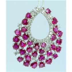 14K WHITE GOLD PENDANT 4.50GRAM  DIAMOND 0.64CT RUBY 6.72CT