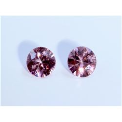 3 ct & up Pink Zircon Round Shaped ctw 2Pcs