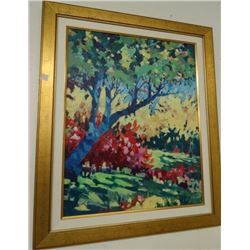 Original Oil by Ben Hawk - Only Known Work of His Done Impressionist Style - 37 1/2  by 31 1/2  - Fr