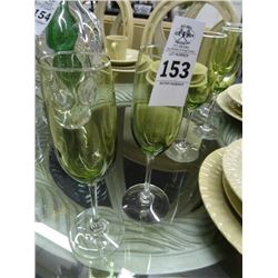 Set of 10 Green To Clear Champagne Flutes