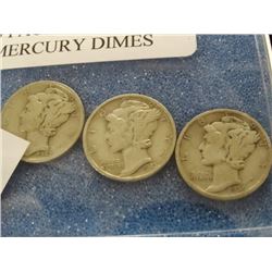 3-Pack of Silver Mercury Dimes