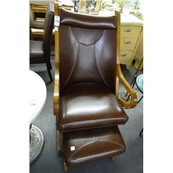 Contemporary Leather Armchair w/Foot Stool