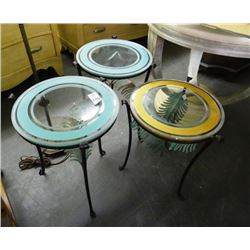 3 Metal Round Palm Leaf Side Tables - 3 Times the Money