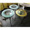 Image 1 : 3 Metal Round Palm Leaf Side Tables - 3 Times the Money