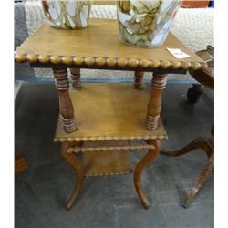 Early Wood 3 Tier Table w/Braided Rope Trim