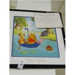 Framed Sericell Autographed by Voice of Pooh & Pglet