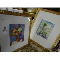 2 Framed Floral/Harbor Scenes - 2 Times the Money