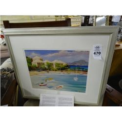 Framed Beach/Harbor Scene by Erickson