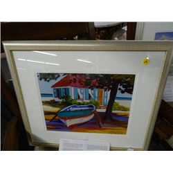 Framed Beach/Harbor Scene by Erickson