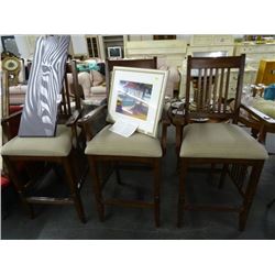 3 Mahogany Padded Bar Stools - 3 Times the Money