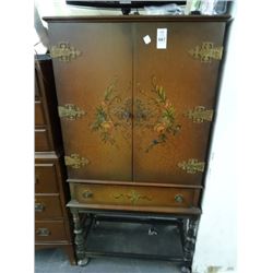 Stenciled 2 Door Over 1 Highboy Cupboard