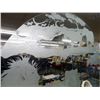 Image 2 : Large Commissioned Etched Glass - Painted Room Partition - Serengeti Scene