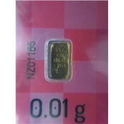 2 x .995 Gold Turkish Mint Bars - 0.01 grams each